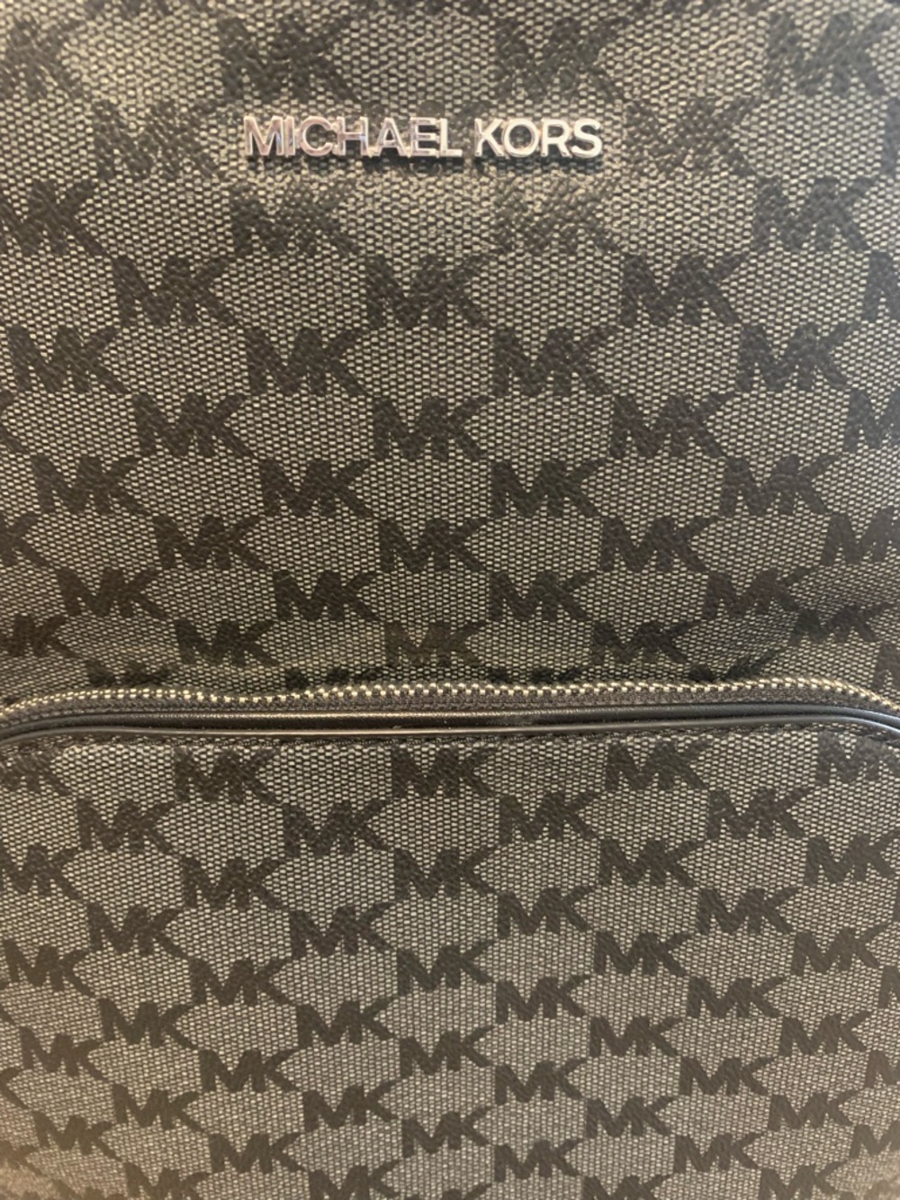 Michael Kors Black and Gray Medium MK Logo Backpack - Picture 2 of 8